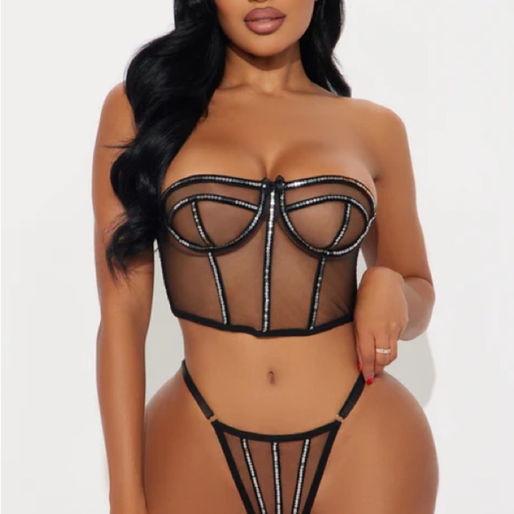 Fashion Nova Black Sheer Lingerie Set